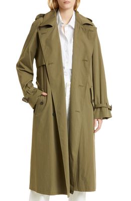 Nili Lotan Dion Oversize Cotton Blend Trench Coat in Army Green