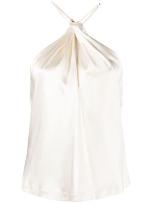 Nili Lotan Edwige halterneck silk top - Neutrals