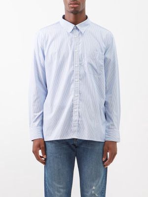 Nili Lotan - Finn Patch-pocket Striped Cotton-poplin Shirt - Mens - Blue