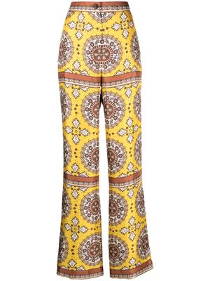 Nili Lotan Germain silk flared trousers - Yellow