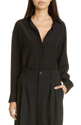 Nili Lotan Julien Silk Button-Up Shirt in Black