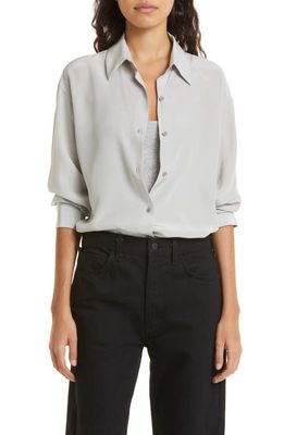 Nili Lotan Julien Silk Button-Up Shirt in Storm Grey