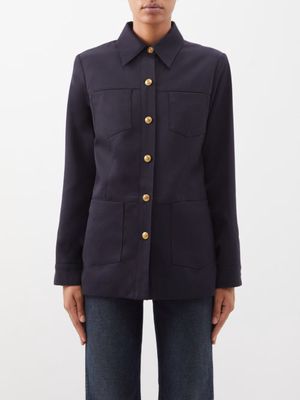 Nili Lotan - Marine Wool-twill Jacket - Womens - Dark Navy