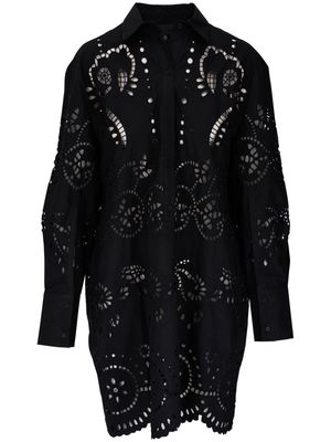 Nili Lotan Mathilde floral-embroidered shirt dress - Black