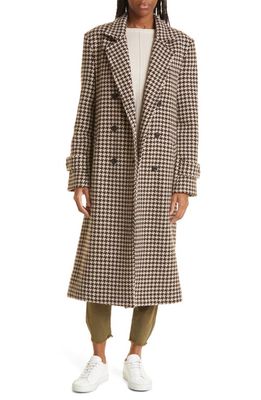 Nili Lotan Matisse Houndstooth Check Wool Overcoat in Mahogany Houndstooth