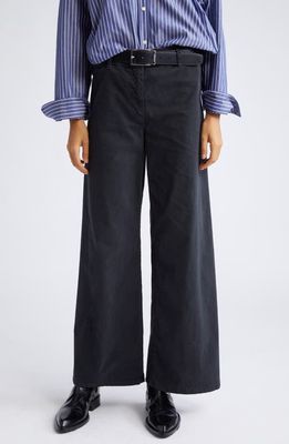 Nili Lotan Megan Wide Leg Twill Pants in Carbon