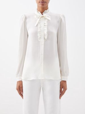 Nili Lotan - Miera Ruffled Silk-georgette Shirt - Womens - Ivory