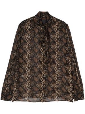 Nili Lotan python-print silk blouse - Brown