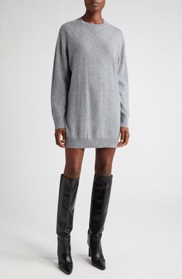 Nili Lotan Sage Knit Cashmere Sweater Dress in Light Grey Melange