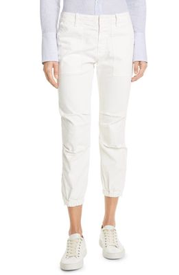 Nili Lotan Stretch Cotton Twill Crop Military Pants in Eggshell