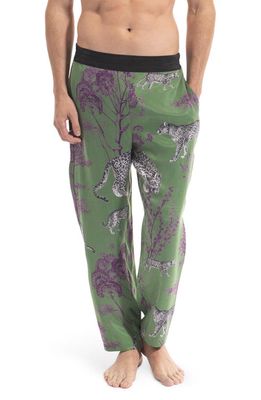 NILUU Charlie Lennon Cupro Pajama Pants in Green Multi