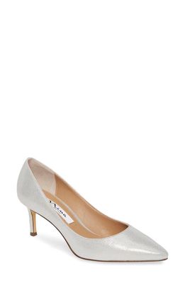 Nina 60 Pointed Toe Pump in Silver Fabric