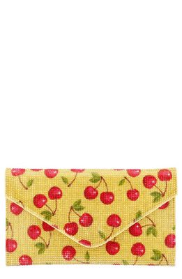 Nina Cherry Print Crystal Envelope Clutch in Cherry Yellow Multi
