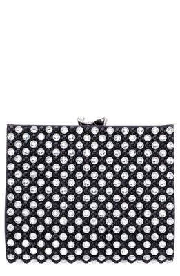 Nina Crystal Frame Clutch in Black/White