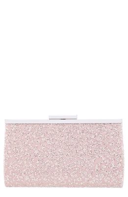 Nina Glitter Lace Frame Clutch in Pearl Rose