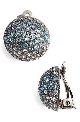 NINA JEWELRY Nina Medium Pavé Swarovski Crystal Button Clip Earrings in Black/Ombre Denim Blue Multi