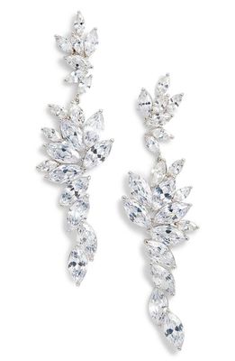 Nina Layered Marquise Cubic Zirconia Statement Earrings in White/Silver