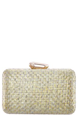 Nina Metallic Woven Minaudière in Gold