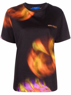 Nina Ricci abstract-print cotton jersey T-shirt - Brown