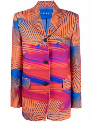 Nina Ricci abstract-print gabardine jacket - Orange