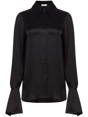 Nina Ricci bell-cuff satin shirt - Black