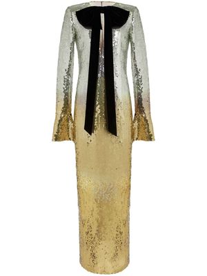 Nina Ricci bow-embellished sequinned gradient gown - Silver