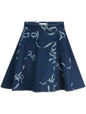 Nina Ricci bow-print cotton skirt - Blue