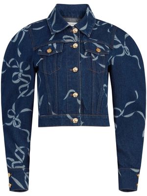 Nina Ricci bow-print denim jacket - Blue
