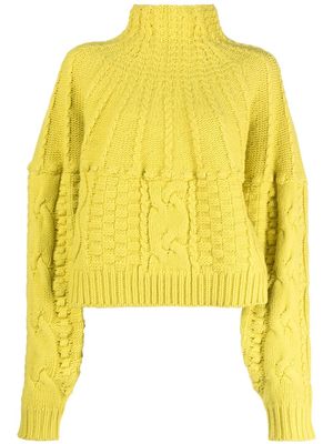 Nina Ricci cable-knit high-neck jumper - Yellow