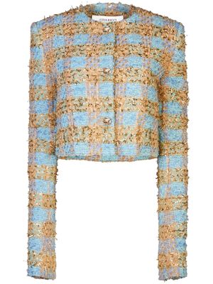 Nina Ricci check-pattern tweed cropped jacket - Neutrals