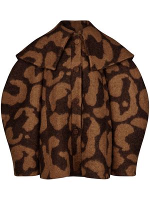 Nina Ricci cocoon leopard-print jacket - Brown