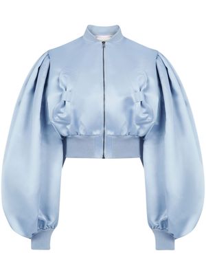 Nina Ricci cropped satin bomber jacket - Blue