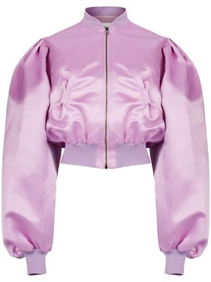 Nina Ricci cropped satin bomber jacket - Pink