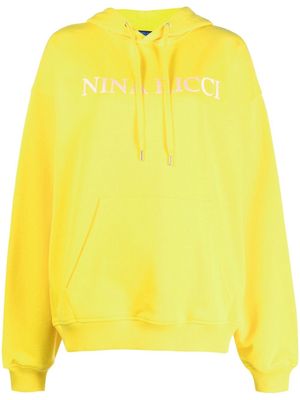 Nina Ricci embroidered logo drawstring hoodie - Yellow