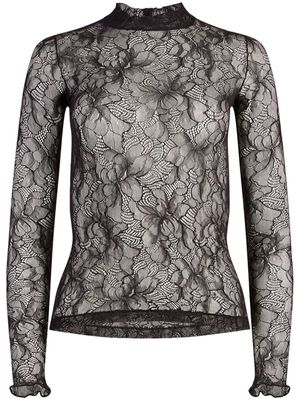 Nina Ricci floral-lace mock-neck blouse - Black