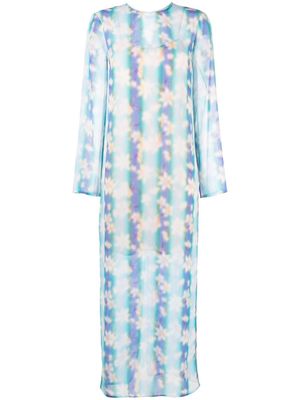 Nina Ricci floral-print long dress - Blue