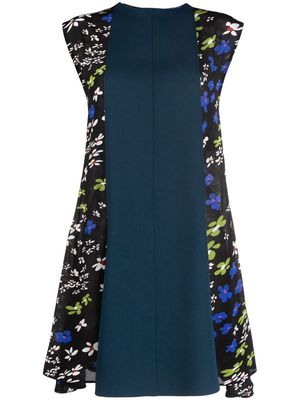 Nina Ricci floral print panelled sleevlees dress - Blue