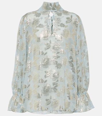 Nina Ricci Floral silk-blend jacquard blouse