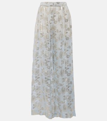 Nina Ricci Floral silk-blend lamé wide-leg pants