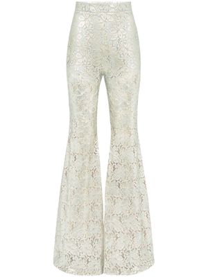 Nina Ricci guipure-lace long-length flared trousers - Neutrals