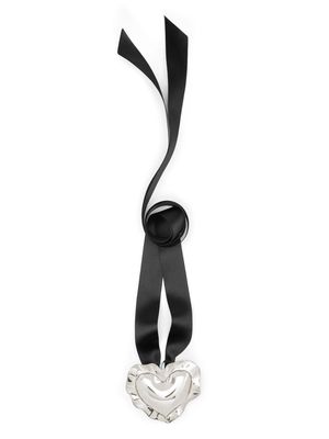 Nina Ricci heart-pendant logo-engraved necklace - Silver