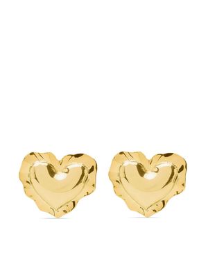 Nina Ricci heart-shaped logo-engraved earrings - Gold