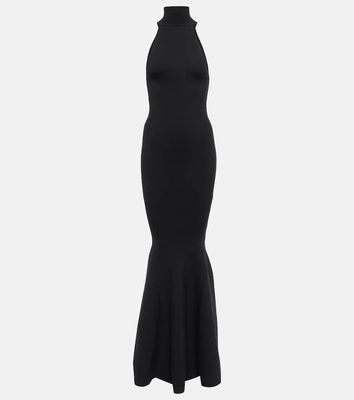 Nina Ricci High-neck wool-blend maxi gown