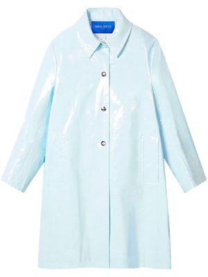 Nina Ricci high-shine buttoned car coat - Blue
