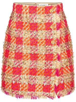 Nina Ricci high-waisted checked tweed miniskirt - Orange