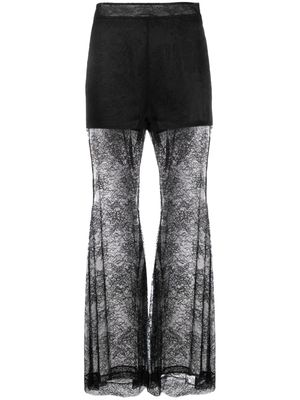 Nina Ricci lace sheer wide-leg trousers - Black