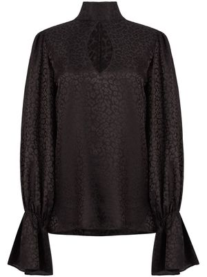 Nina Ricci leopard-print satin blouse - Black