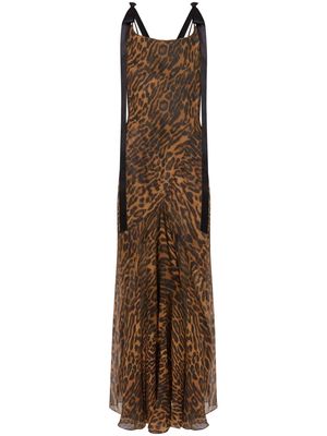 Nina Ricci leopard-print silk maxi dress - Brown