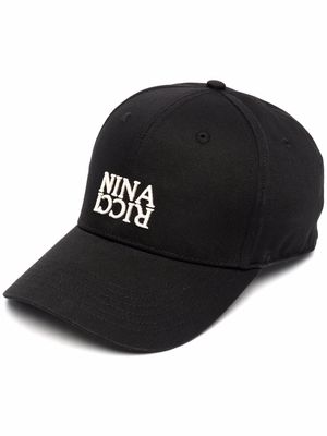 Nina Ricci logo-embroidered twill cotton cap - Black