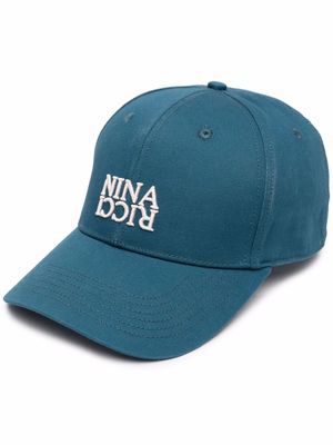 Nina Ricci logo-embroidered twill cotton cap - Blue